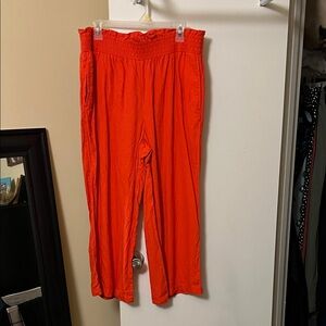 Vibrant Orange/Coral Linen Pants